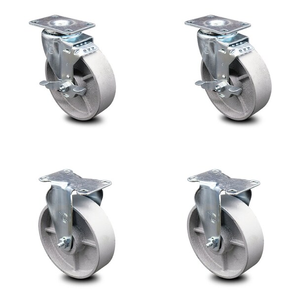 5 Inch Semi Steel Swivel Top Plate Caster Set with 2 Brakes 2 Rigid SCC